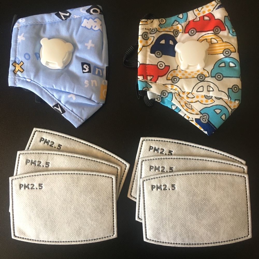 2 Kids printed face mask with 6 FIlters - Picture 1 of 8